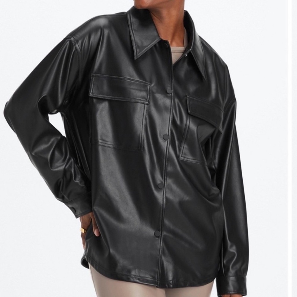 Fabletics Oversized Vegan Leather Shirt Jacket Shacket size 2x